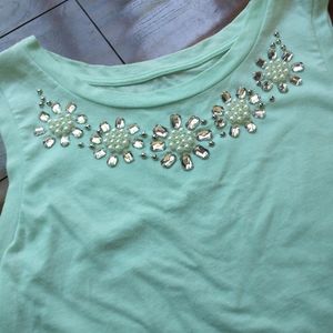 Express beaded jeweled tank top mint color size small slightly cropped